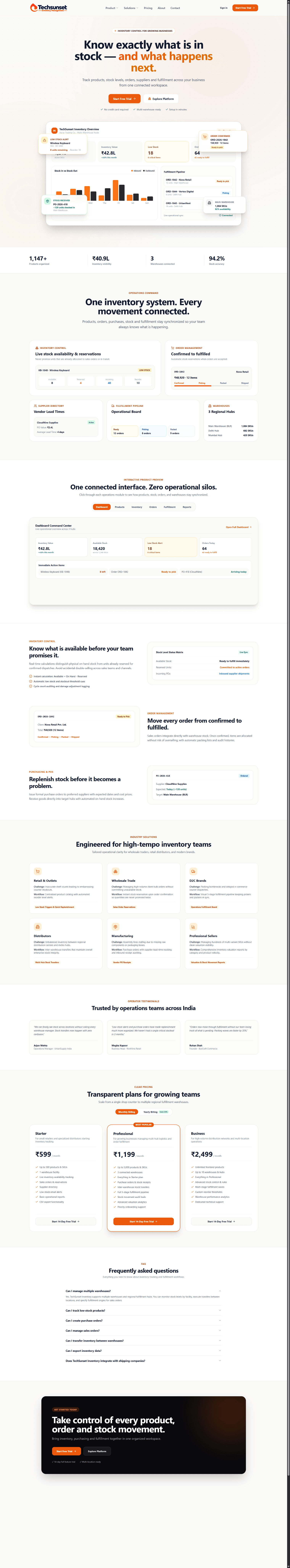 Inventory management website preview