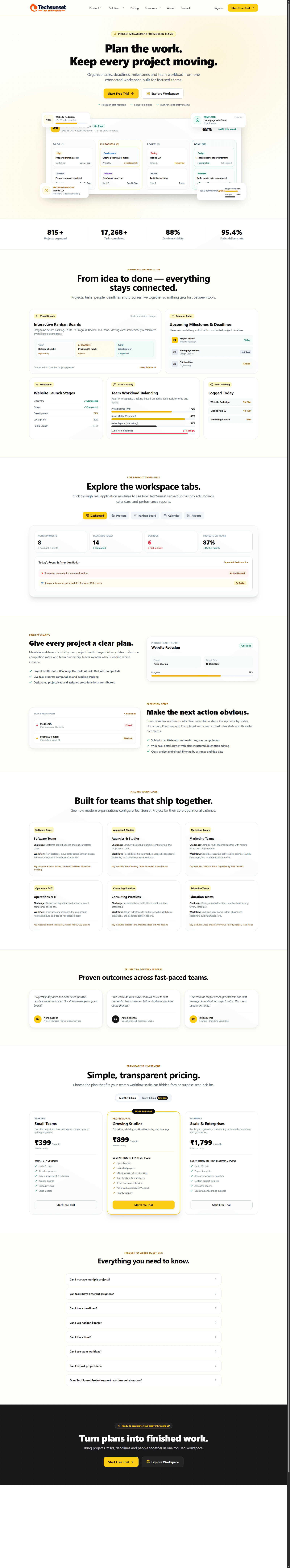 Project management website preview